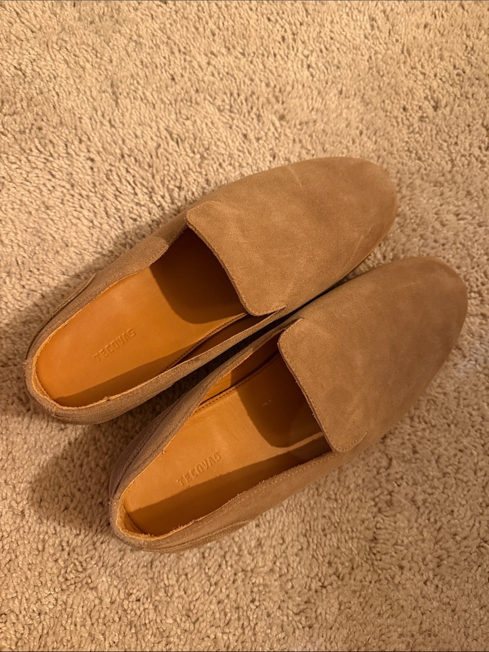 Tecovas Tan Suede Slip-On Loafers